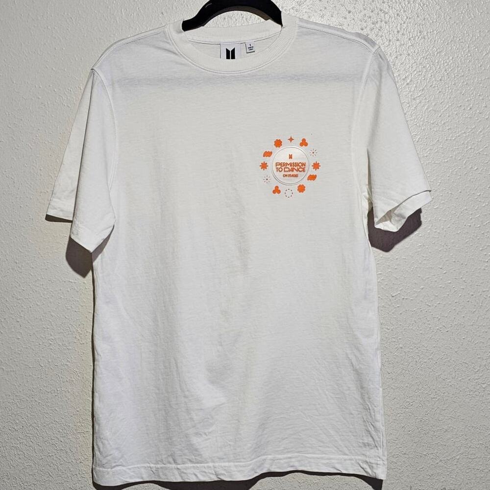 BTS Permission To Dance White T Shirt Tee Cotton Short Sleeve Small